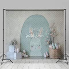 Lofaris Grey Green Wall Bunny Eggs Easter Room Set Backdrop