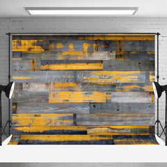 Lofaris Grey Yellow Messy Wood Grain Photography Backdrop