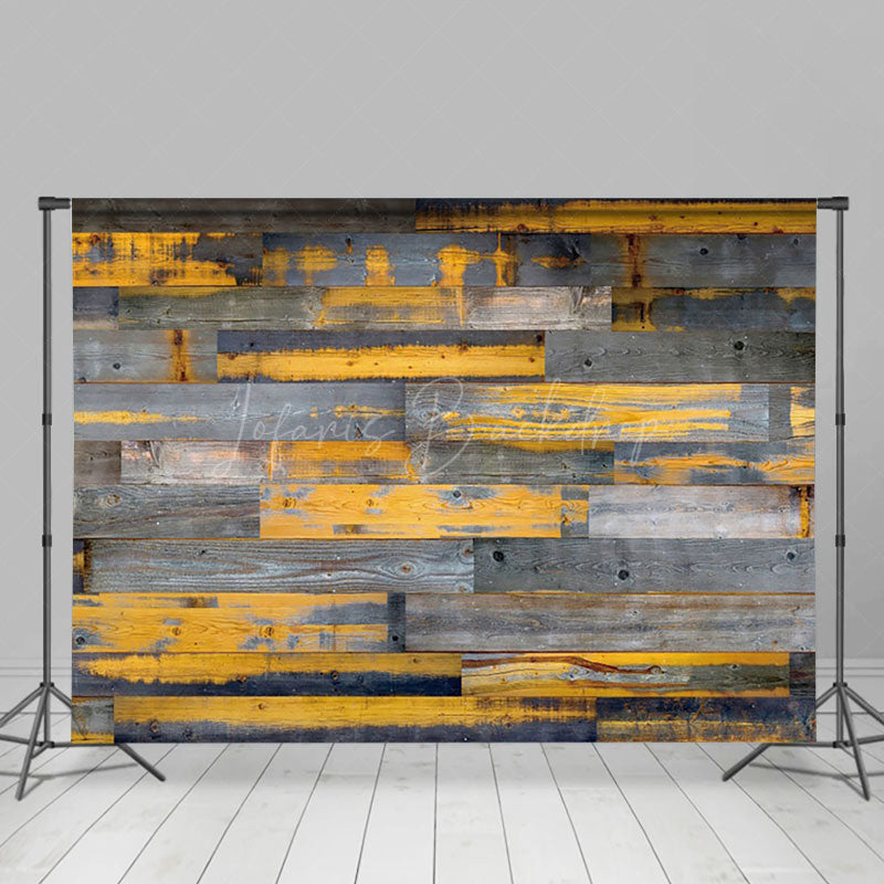 Lofaris Grey Yellow Messy Wood Grain Photography Backdrop