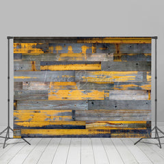 Lofaris Grey Yellow Messy Wood Grain Photography Backdrop