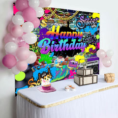 Lofaris Groovy Colorful Happy Birthday Celebration Backdrop