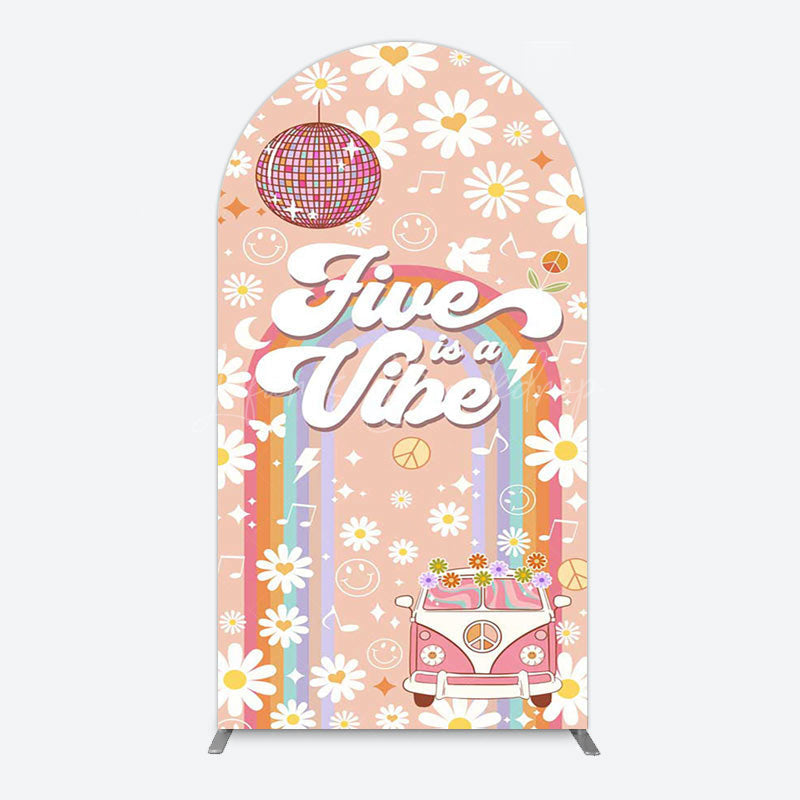 Lofaris Groovy Five Is Vibe Daisy Birthday Arch Backdrop