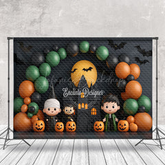 Lofaris Halloween Balloons Castle Moon Bats Photo Backdrop