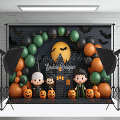 Lofaris Halloween Balloons Castle Moon Bats Photo Backdrop