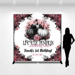 Lofaris Halloween Floral Pumpkin Custom 1st Birthday Backdrop