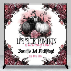 Lofaris Halloween Floral Pumpkin Custom 1st Birthday Backdrop