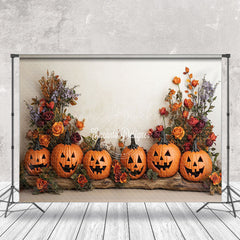 Lofaris Halloween Pumpkins Floral Trunk Photography Backdrop