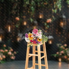 Lofaris Hanging Candle Greenery Pink Floral Photo Backdrop