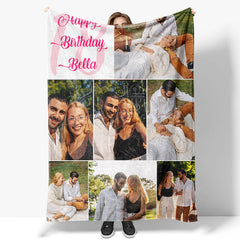 Lofaris Happy Birthday Couple Photo Custom Blanket