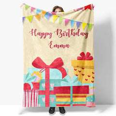 Lofaris Happy Birthday Gift Printed Personalized Name Blanket