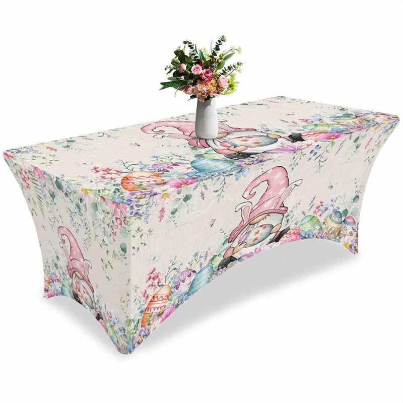 Lofaris Happy Easter Dwarf Colorful Eggs Fitted Stretch Table Cover