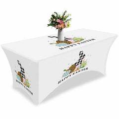 Lofaris Happy Easter Eggs Rabbit Carrot Flower Stretch Table Cover