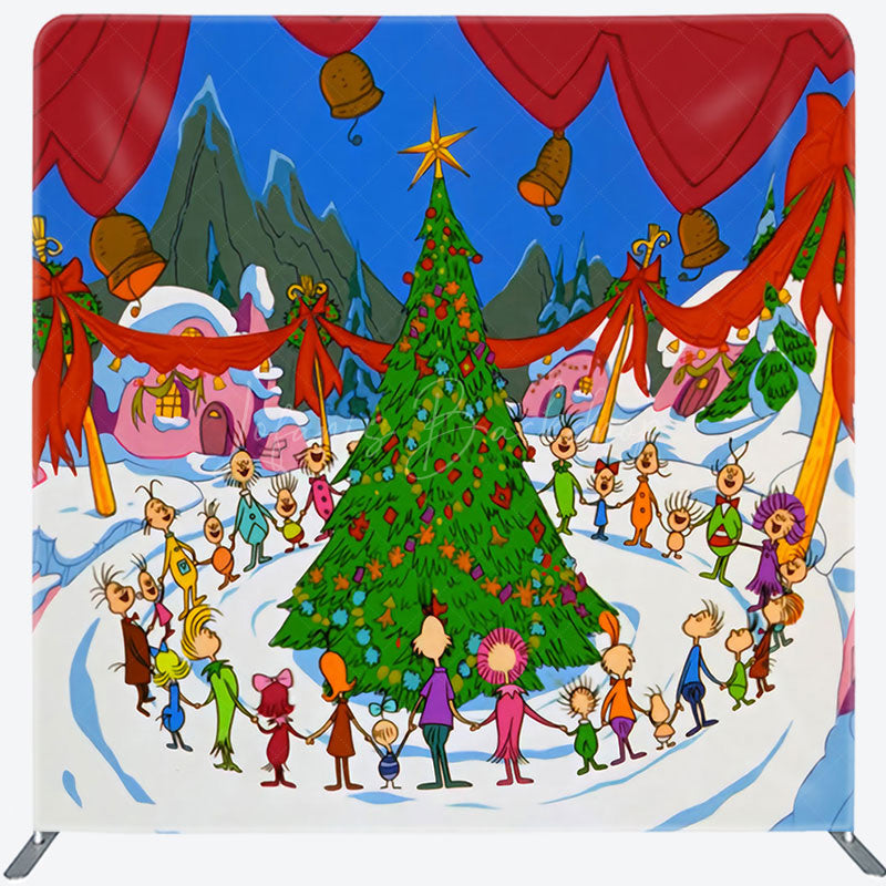 Lofaris Happy Fiesta Whoville Christmas Tension Fabric Backdrop