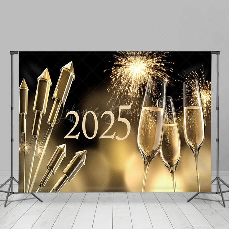 Lofaris Happy New Year 2025 Wine Pine Cone Party Backdrop