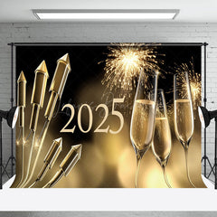 Lofaris Happy New Year 2025 Wine Pine Cone Party Backdrop