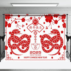 Lofaris Happy Red White Lunar New Year Of The Snake Backdrop