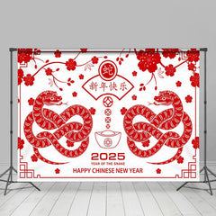 Lofaris Happy Red White Lunar New Year Of The Snake Backdrop