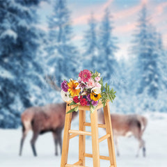 Lofaris Harmonious Deer Moment Wintery Dusk Forest Backdrop