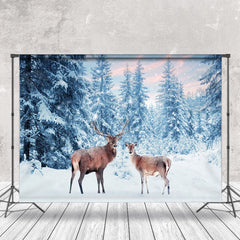 Lofaris Harmonious Deer Moment Wintery Dusk Forest Backdrop