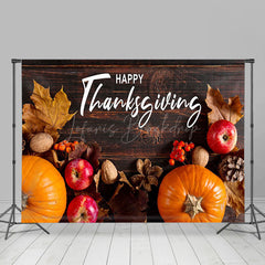 Lofaris Harvest Wooden Happy Thanksgiving Holiday Backdrop