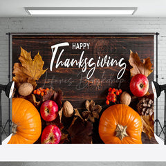 Lofaris Harvest Wooden Happy Thanksgiving Holiday Backdrop