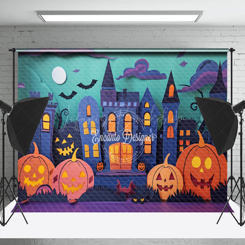 Lofaris Haunted House Pumpkin Halloween Night Photo Backdrop