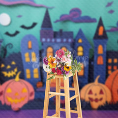 Lofaris Haunted House Pumpkin Halloween Night Photo Backdrop