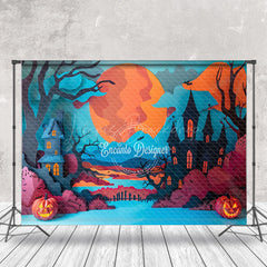 Lofaris Haunted House Pumpkin Trunk Halloween Photo Backdrop