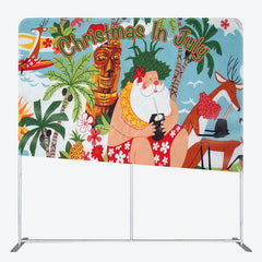 Lofaris Hawaii Sea Santa Coconut Xmas Tension Fabric Backdrop