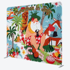 Lofaris Hawaii Sea Santa Coconut Xmas Tension Fabric Backdrop