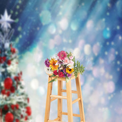 Lofaris Hazy Light Blue Bokeh Christmas Tree Backdrop