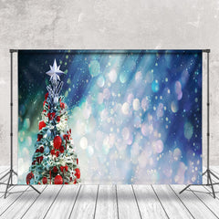 Lofaris Hazy Light Blue Bokeh Christmas Tree Backdrop