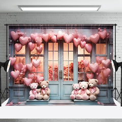 Lofaris Heart Balloon Bear Toy Store Valentines Day Backdrop