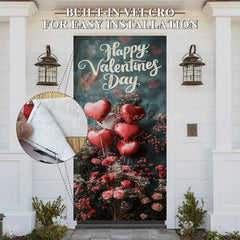 Lofaris Heart Balloons Floral Happy Valentines Day Door Cover