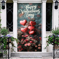 Lofaris Heart Balloons Floral Happy Valentines Day Door Cover