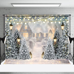 Lofaris Heavy Snow Mist Cabin Light Bokeh Christmas Backdrop