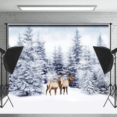 Lofaris Heavy Snow White World Forest Elk Winter Backdrop