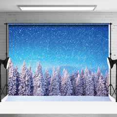 Lofaris Heavy Snowy Blue Sky Pine Forest Winter Backdrop