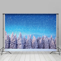 Lofaris Heavy Snowy Blue Sky Pine Forest Winter Backdrop