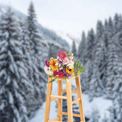 Lofaris Heavy Snowy Forest Mountain Winter Photo Backdrop