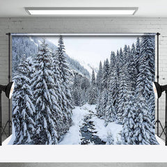 Lofaris Heavy Snowy Forest Mountain Winter Photo Backdrop