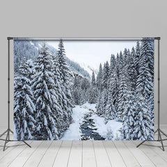 Lofaris Heavy Snowy Forest Mountain Winter Photo Backdrop