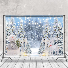 Lofaris Heavy Snowy Garden Fence Snowman Christmas Backdrop