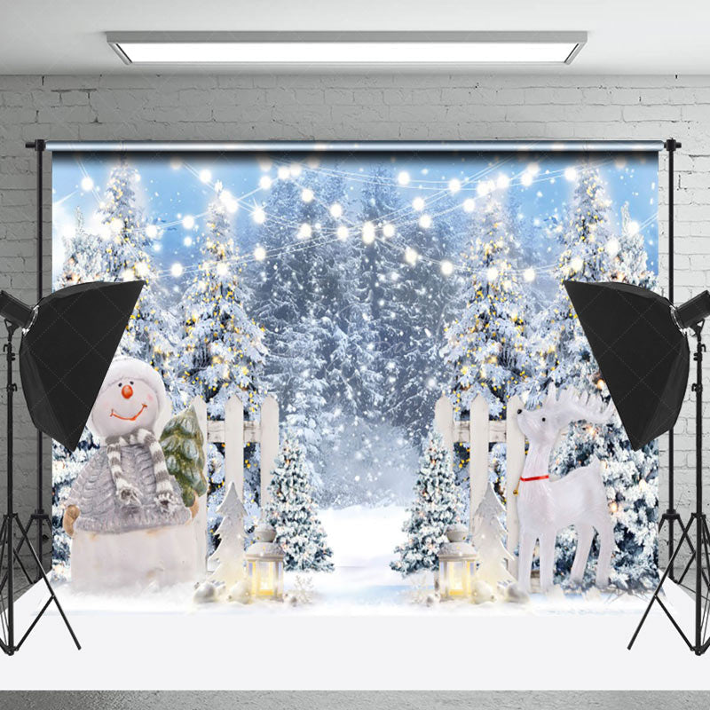 Lofaris Heavy Snowy Garden Fence Snowman Christmas Backdrop