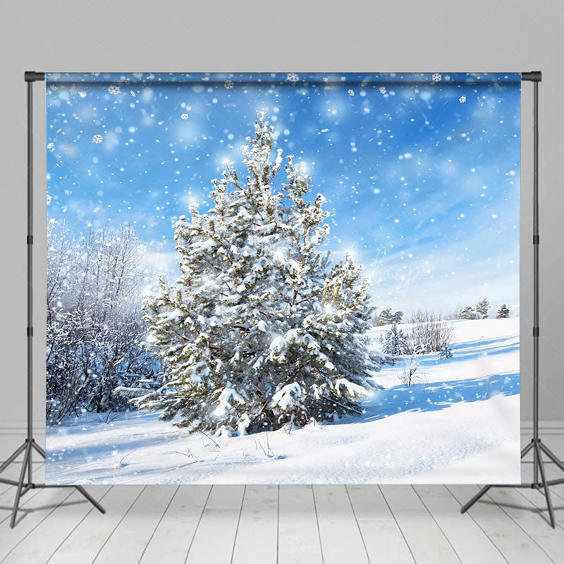 Lofaris Heavy Snowy Wild Field Trees Winter Photo Backdrop