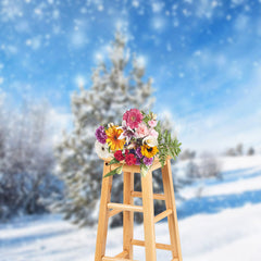 Lofaris Heavy Snowy Wild Field Trees Winter Photo Backdrop