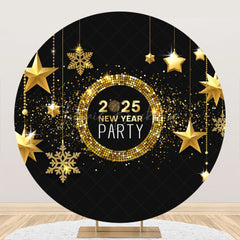 Lofaris Hexagram Shiny 2025 New Year Round Party Backdrop