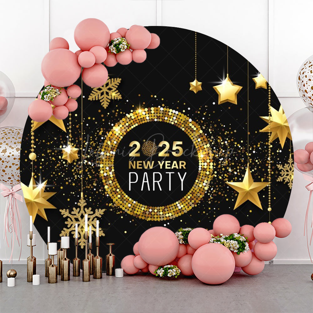 Lofaris Hexagram Shiny 2025 New Year Round Party Backdrop