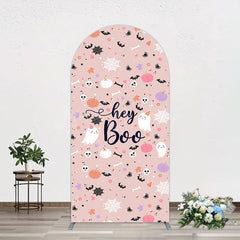 Lofaris Hey Boo Halloween Pink Baby Shower Arch Backdrop