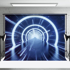 Lofaris High-Tech Tunnel Blue Lights Photography Backdrop